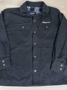 Snap On Canvas Jacket Large Black Snap Button Work Wear
